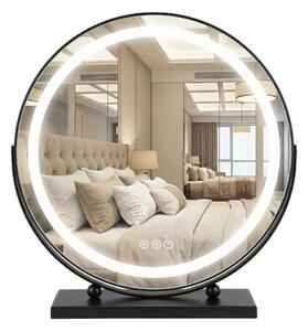 Rea Make-Up, LED okrúhle kozmetické zrkadlo na postavenie 50 cm, čierna, HOM-12022