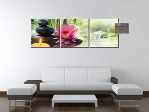 Gario 3 dielny obraz na plátne Nádherný relax pri sviečkach Veľkosť: 150 x 50 cm