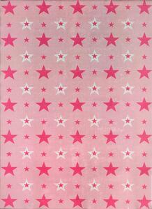BE Koberec Porte 8461 PINK – ružový obdĺžnikový hviezdičky Rozmer: 60x100 cm