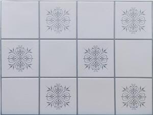 Obkladové panely 3D OS25-K01-F01, cena za kus, rozmer 440 x 580 mm, obklad malý biely so strieborným dekorom, IMPOL TRADE