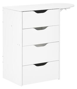 Toaletný stolík biely MDF so zrkadlom a stoličkou 2 zásuvky kozmetické zrkadlo minimalistický štýl spálňa