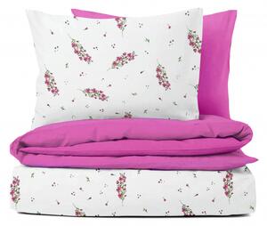 Ervi Bavlnené obliečky DUO - Ružový kvet jari/fuchsia