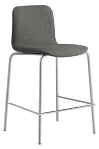 Barová stolička LABELL, výška sedadla 650 mm, strieborná/hnedá