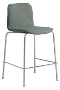 Barová stolička LABELL, výška sedadla 650 mm, strieborná/tmavozelená