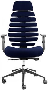 MERCURY kancelárska stolička FISH BONES PDH čierny plast, 26-67 modrá, 3D podrúčky