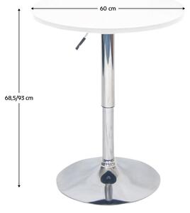 Barový stôl s nastaviteľnou výškou Biria (biela + chróm) . Vlastná spoľahlivá doprava až k Vám domov. 1063795