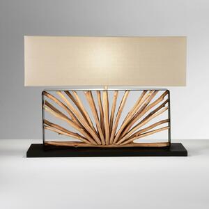 Luce Ambiente Design Stolová lampa ETHERNAL čierna/drevo/biela, šírka 80 cm, drevo/látka, Čierna, Obývacia izba / jedáleň, kov, Stojacie svietidlo