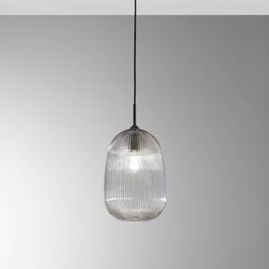 Luce Ambiente Design Závesné svietidlo DUKE, sivá, Ø 21 cm, sklo, Hliník / sivá / zinok, Obývacia izba / jedáleň, Sklo, Závesné svietidlo