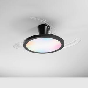 INTEC LED stropný ventilátor Condor, čierny, Ø 106 cm, RGB, tichý, Čierna, Obývacia izba / jedáleň, Plast, Moderný