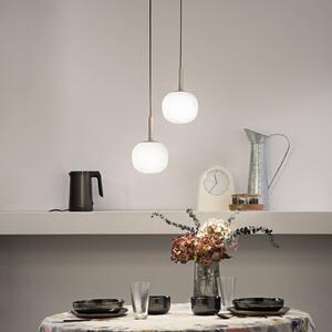 Luce Ambiente Design Závesné svietidlo Eris, dĺžka 26 cm, hnedá/biela, kov/sklo, 2-pl., Hnedá / hrdzavá, Obývacia izba / jedáleň, Hliník, Moderný, Závesné svietidlo