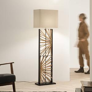 Luce Ambiente Design Stojacia lampa ETHERNAL čierna/drevo/biela, výška 165 cm, drevo/látka, Čierna, Obývacia izba / jedáleň, kov, Stojaca lampa
