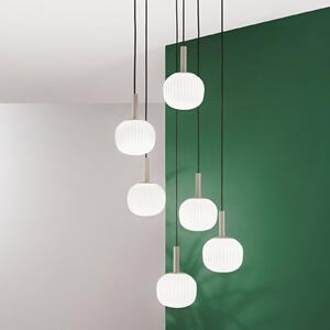 Luce Ambiente Design Závesné svietidlo Eris, dĺžka 51 cm, hnedá/biela, kov/sklo, 6-pl., Hnedá / hrdzavá, Obývacia izba / jedáleň, Hliník, Moderný, Závesné svietidlo