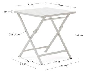 MUZZA Záhradný skladací stôl retta 70 x 70 cm biely
