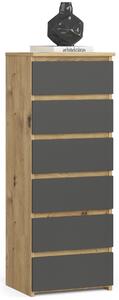 Ak furniture Komoda CL6 40 cm dub artisan/grafitovo šedá
