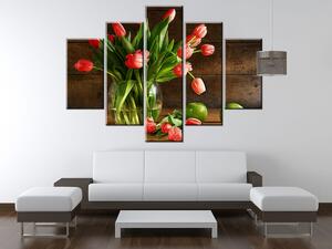 Gario Obraz na plátne Nádherná kytica tulipánov a jablká Veľkosť: 100 x 75 cm