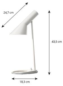 Louis Poulsen AJ Mini stolová lampa, biela, Biela / opálová, Obývacia izba / jedáleň, kov, Dizajn, Stojacie svietidlo
