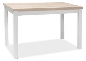Biely jedálenský stôl s doskou v dekore dub sonoma ADAM 120x68