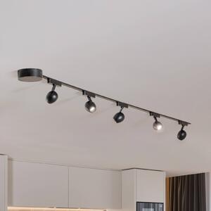 Lumaro track system, reflektory, 5 svetiel, čierne, Ø6cm, 48V, stmievateľné, Čierna, Obývacia izba / jedáleň, Plast, Moderný, Koľajnicový systém