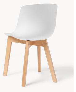 Stolička z umelej hmoty s drevenými nohami Dave, 2 ks