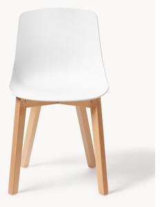 Stolička z umelej hmoty s drevenými nohami Dave, 2 ks