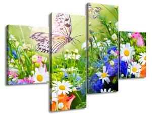 Gario Obraz na plátne Motýle a kvety v krásnej záhrade Veľkosť: 120 x 80 cm