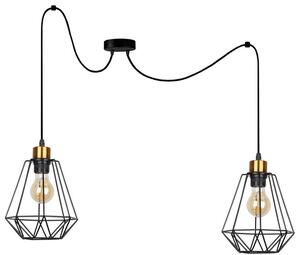 Čierno-zlatý závesný decentrálny luster Primo pre žiarovku 2x E27 – LED lustre a svietidlá > Kolekcie svietidiel > Kolekcia svietidiel