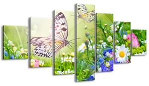 Gario Obraz na plátne Motýle a kvety v krásnej záhrade Veľkosť: 210 x 100 cm