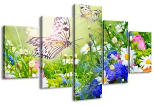 Gario Obraz na plátne Motýle a kvety v krásnej záhrade Veľkosť: 125 x 70 cm