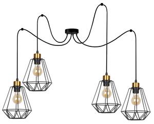 Čierno-zlatý závesný decentrálny luster Primo pre žiarovku 4x E27 – LED lustre a svietidlá > Kolekcie svietidiel > Kolekcia svietidiel