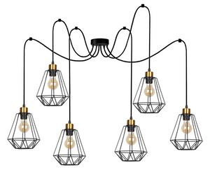 Čierno-zlatý závesný decentrálny luster Primo pre žiarovku 6x E27 – LED lustre a svietidlá > Kolekcie svietidiel > Kolekcia svietidiel