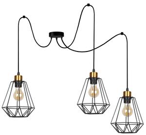 Čierno-zlatý závesný decentrálny luster Primo pre žiarovku 3x E27 – LED lustre a svietidlá > Kolekcie svietidiel > Kolekcia svietidiel