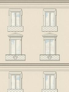 A.S. Création | Vliesová tapeta na stenu Versace 6 79132-2 | 0,53 x 10,05 m | biela, krémová, šedá, čierna, tyrkysová
