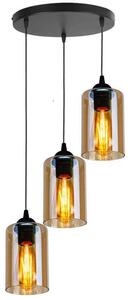 Čierno-hnedý závesný luster Bistro pre žiarovku 3x E27 s guľatou základňou – LED lustre a svietidlá > Kolekcie svietidiel > Kolekcia