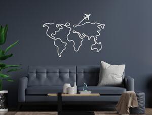 Drevko Minimalistický obraz Mapa sveta - line art