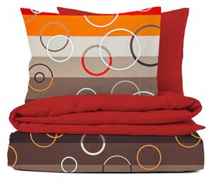 Ervi bavlnené obliečky DUO - Kruhy na oranžovom/červenej