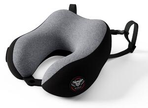Cestovný vankúš na krk, do lietadla, pamäťová pena, sivo-čierny: Diablo TRAVEL PILLOW