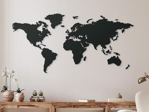 Drevko AKCIA - Mapa sveta na stenu (42 x 86 cm) Čierna