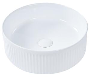 Kúpeľňové umývadlo na dosku lesklé biele keramické 37 cm okrúhle moderný štýl