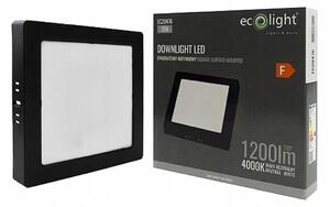 LED prisadený stropný panel – štvorec, 12 W, 1200 lm, čierny