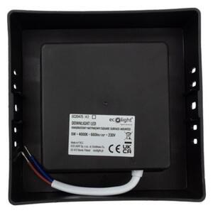 LED prisadený stropný panel – štvorec, 6 W, 660 lm, čierny