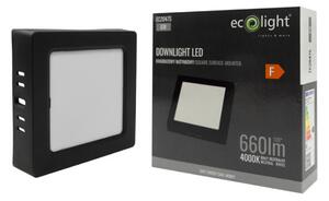 LED prisadený stropný panel – štvorec, 6 W, 660 lm, čierny