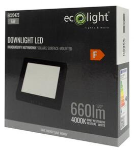 LED prisadený stropný panel – štvorec, 6 W, 660 lm, čierny