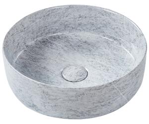 Kúpeľňové umývadlo na dosku sivé keramické okrúhle ⌀ 37 cm granitový vzhľad moderná kúpeľňa