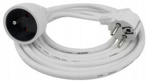 Predlžovací sieťový kábel s uzemnením, 1 zásuvka, 3M, biely - 2500W