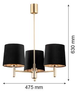 Brilagi - Závesný luster na tyči MONTE 3xE27/15W/230V čierna/zlatá