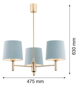 Brilagi - Luster na tyči MONTE 3xE27/60W/230V modrá/zlatá