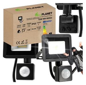 LED reflektor 10W 900lm so senzorom pohybu, súmrakový reflektor IP65
