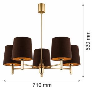 Brilagi - Luster na tyči MONTE 5xE27/15W/230V hnedá/zlatá