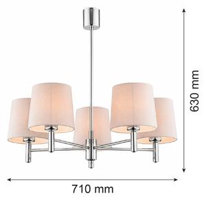 Brilagi - Luster na tyči MONTE 5xE27/15W/230V béžová/lesklý chróm