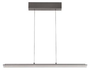 LED závesné svietidlo Torvi, pieskovo sivá/dymovo sivá, 88 cm kov/sklo, Hliník / sivá / zinok, Obývacia izba / jedáleň, kov, Moderný